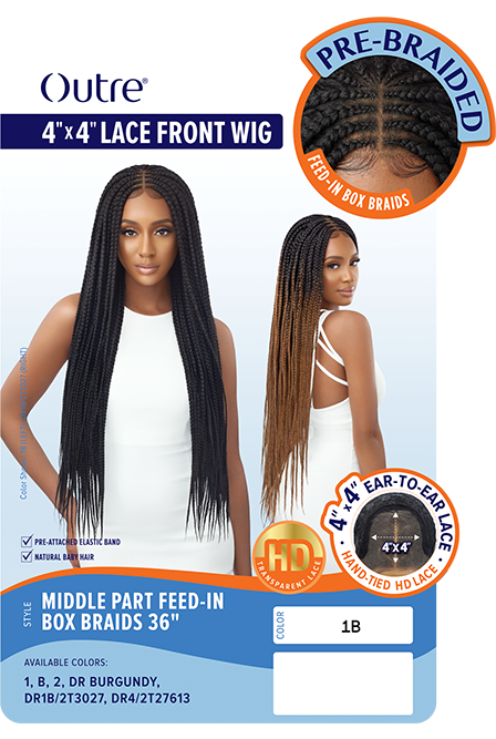 B & B Knotless Synthetic 100% Full HD Lace Wig - Bohemian Box Braid 24 &  32