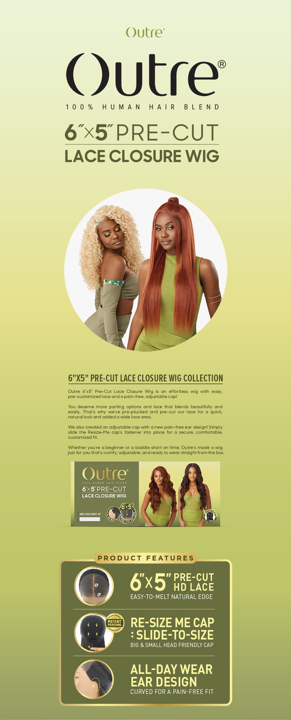 Outre 6X5 Pre-Cut Lace Closure Wig - HHB-Sleek Yaki 30