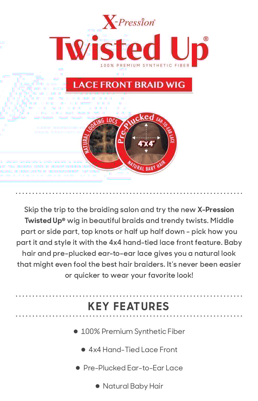 X-Pression Twisted Up Lace Front Wig Braid 4x4